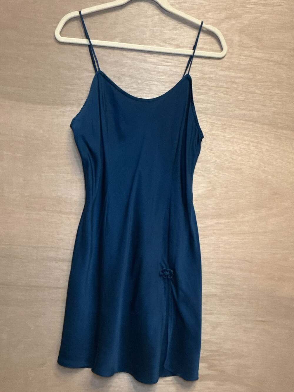 Victoria's Secret 90’s Vintage Gold Label 100% Silk Teal Blue Slip Dress